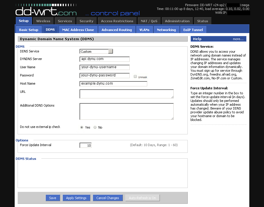 DD-WRT Dynu Dynamic DNS