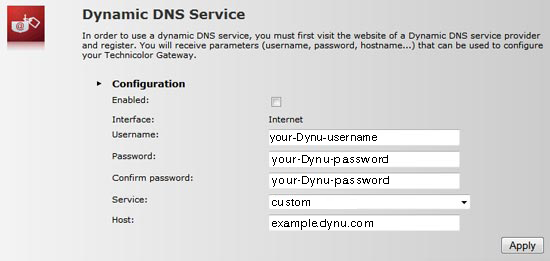 Technicolor TG582n/TG784n Dynu Dynamic DNS