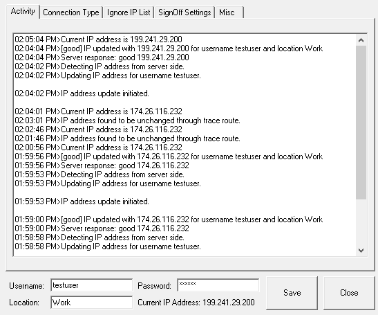 Dynu IP Update Client Activity