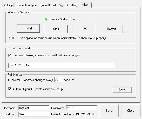 Dynu IP Update Client Service Started