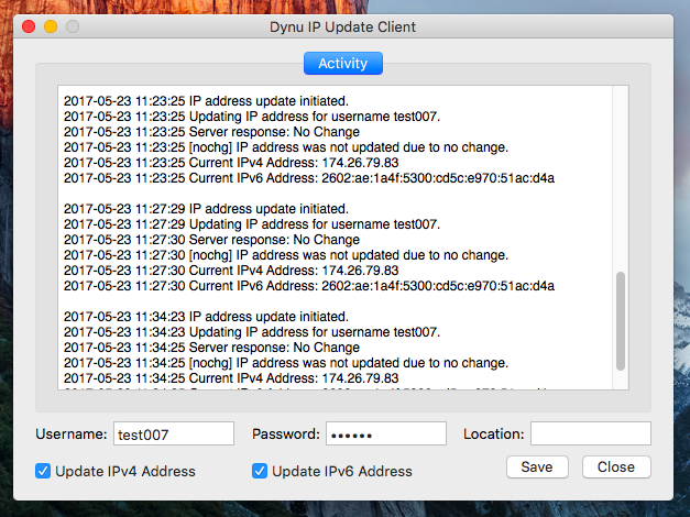 Dynu IP Update Client Activity