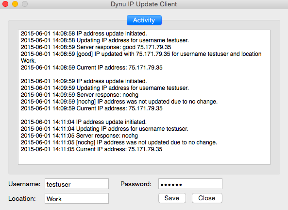 Dynu IP Update Client Activity