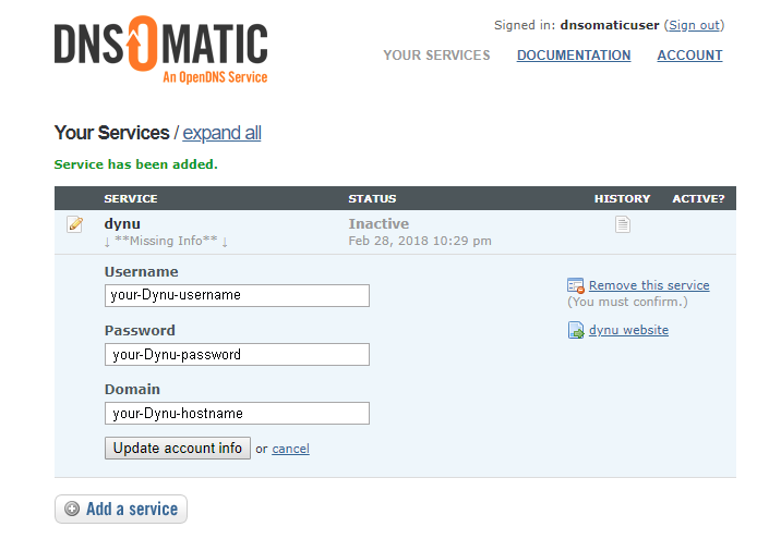 BT Smart Hub Dynu Dynamic DNS