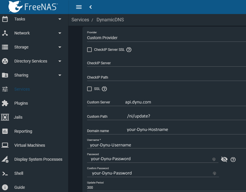 FreeNAS Dynu Dynamic DNS