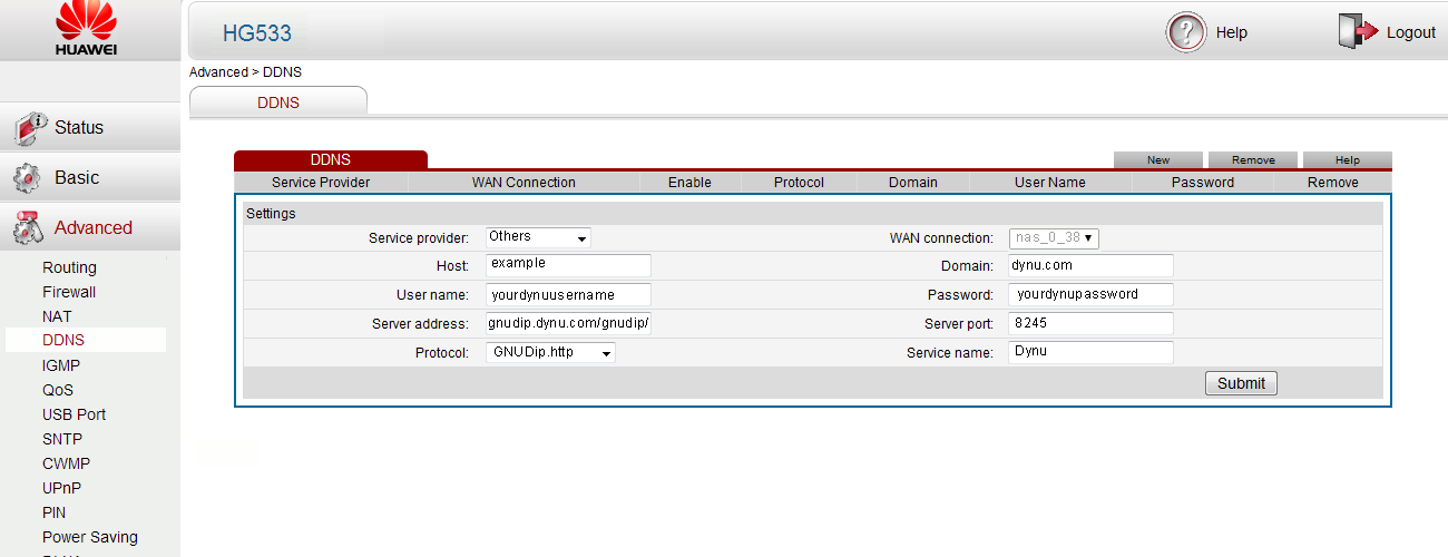 Huawei B683 Dynamic Dns