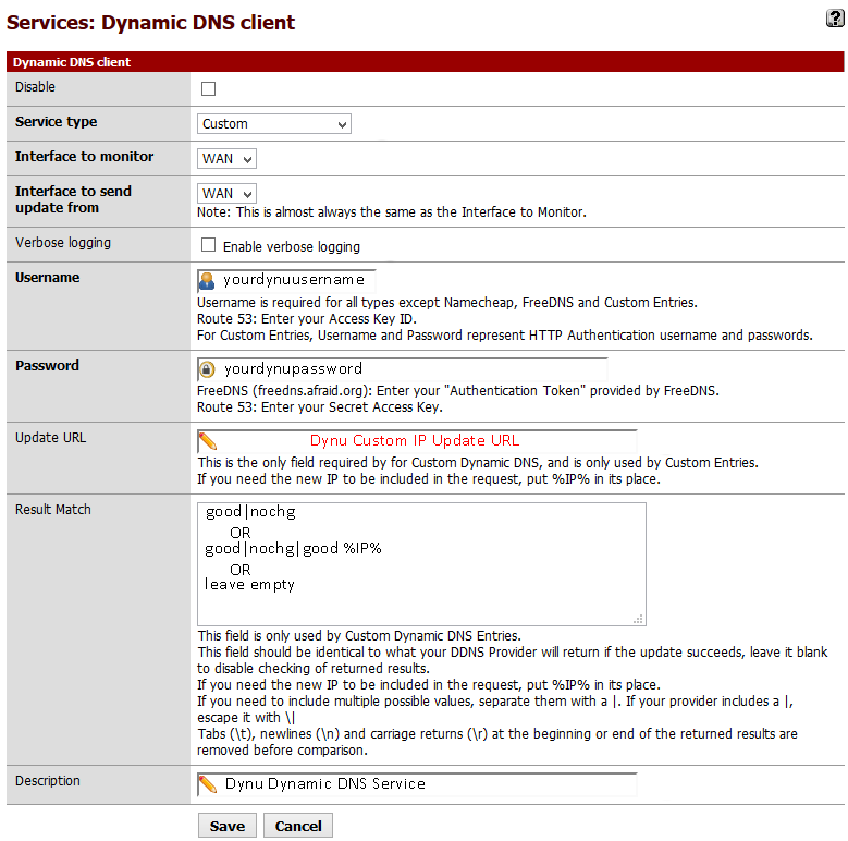 PFSense Dynu Dynamic DNS