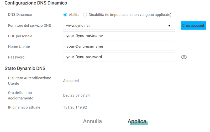 Windtre Dynu Dynamic DNS