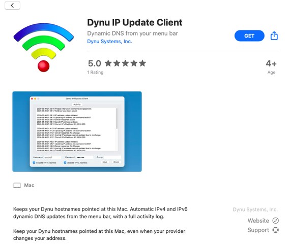 Dynu IP Update Client in the Mac App Store