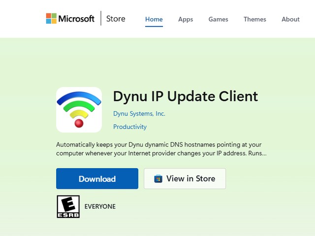 Dynu IP Update Client on the Microsoft Store website