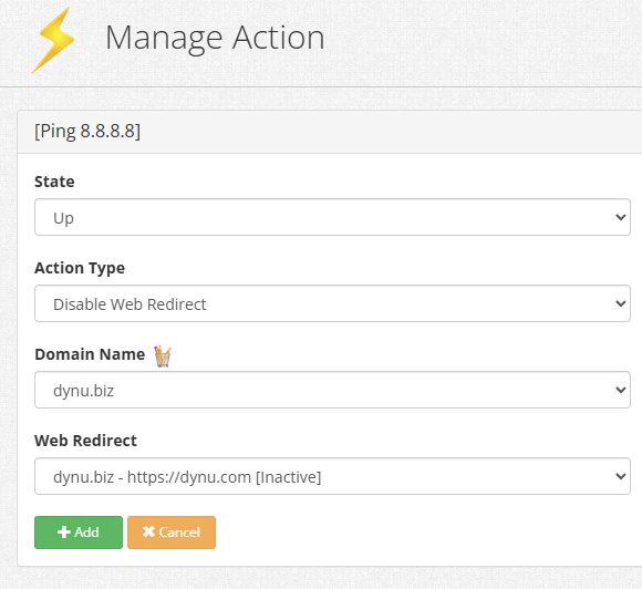 Failover Action - Disable Web Redirect when Up