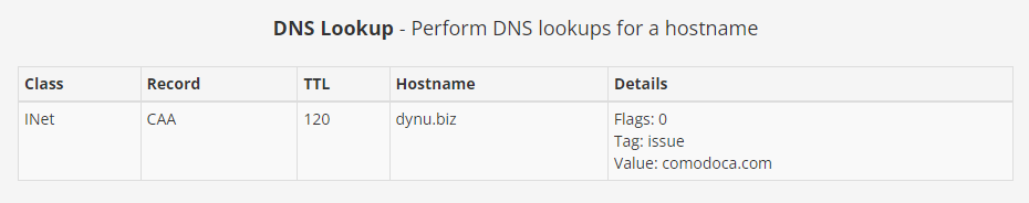 CAA Record Dynu Dynamic DNS