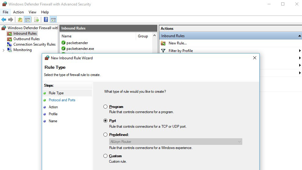 Open Windows Firewall for FTP Server