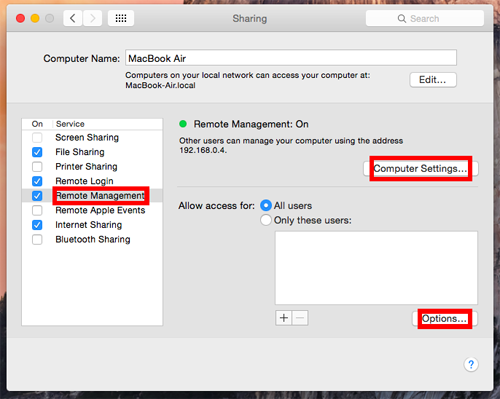 setup mac for remote access