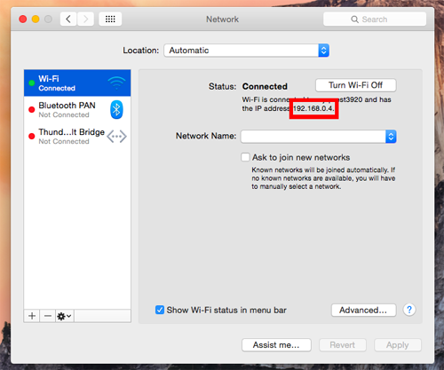 remote access mac from pc ip address