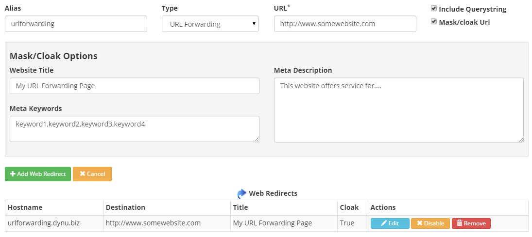 URL Forwarding Dynu Dynamic DNS