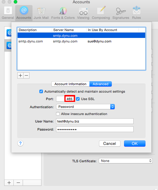 Apple Mail Email Client Configuration