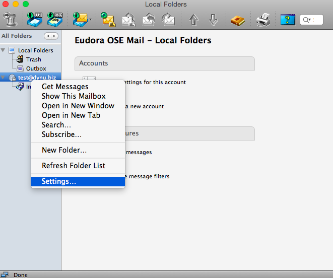 Eudora Mail Client for Mac Configuration