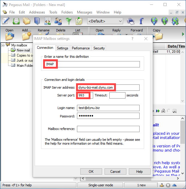 Pegasus Email Client Setup