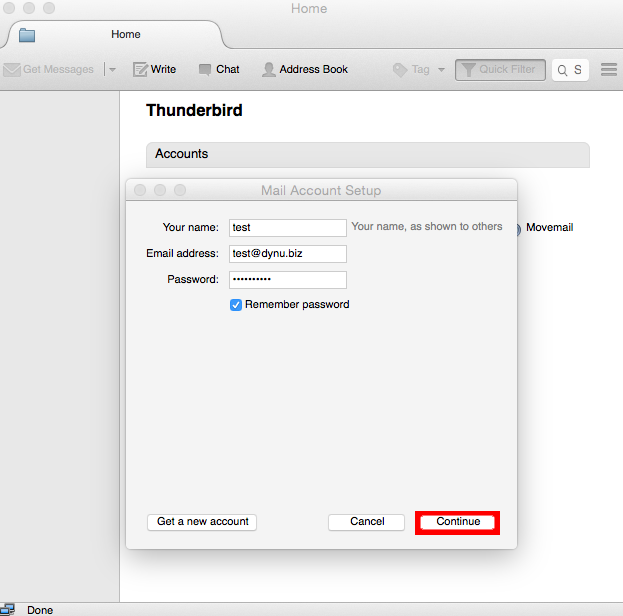 Thunderbird Mac Setup