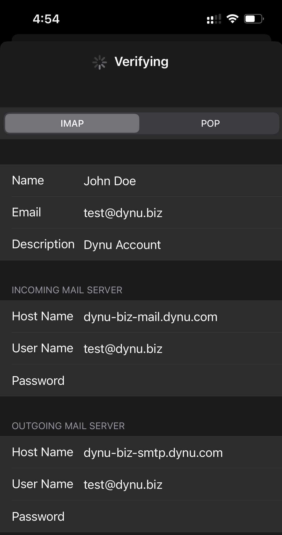 iPhone Mail Client Configuration