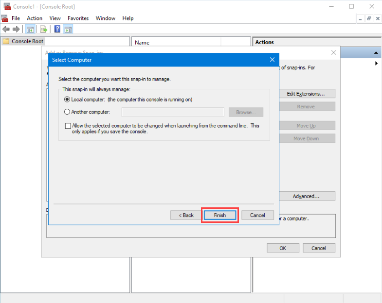 Use Local computer with snap-in
