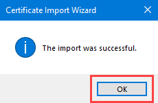 Import successful confirmation