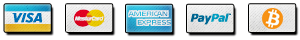 We accept VISA, Mastercard, AMEX, PayPal and Bitcoin